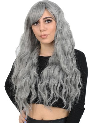 Indispensablely Perçemli Uzun Su Dalgası Fiber Sen Peruk / Açık Gri