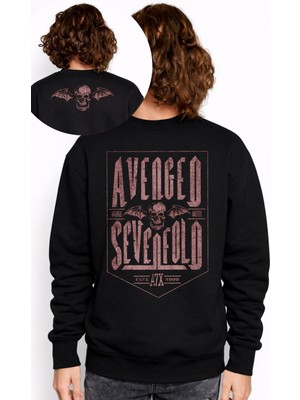 Fuddy Moda Unisex Oversize Avenged Sevenfold A7X Est 1999 Ense Baskılı Bisiklet Yaka Kapüşonsuz Sweatshirt