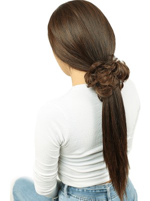 Indispensablely Lı Lastikli Topuz Toka / Karamel