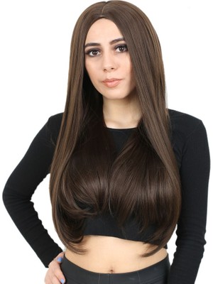 Indispensablely Fiber Sen Uzun Düz Peruk / Açık Kahve