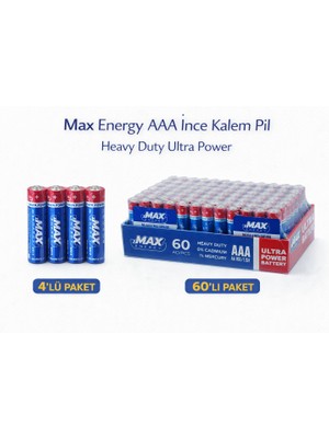 Bezos Max Energy Aaa Ince Kalem Pil 1.5V R03 Heavy Duty Ultra Power