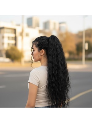 Indispensablely Tokalı Kabarık Dalgalı At Kuyruğu / Siyah