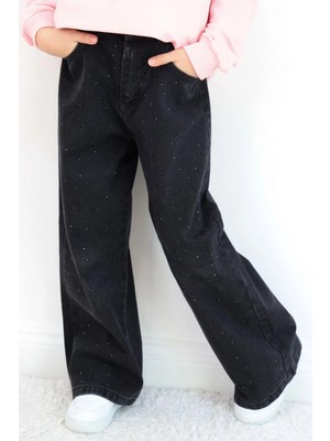 Breeze Kız Çocuk Jean Pantolon Taşlı Cepli 5-9 Yaş, Siyah