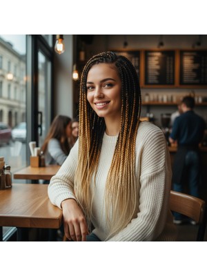 Indispensablely Afrika Örgüsü ve Rasta Için Sen Ombreli / Siyah / Karamel / Platin