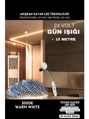 24 Volt Tavan Profesyonel Kayar LED Sistemi/ Metrede 120 Led/ Iz Gölge Yapmaz/ Yüksek Lümen Akışkan Kayar