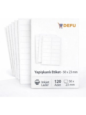 Defu 23 x 50 mm Beyaz Kuşe Ofis Etiketi 10 Sayfa 120 Adet