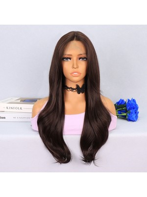 Indispensablely Çikolata Kahve Uçlar Hafif Dalgalı Tül Peruk