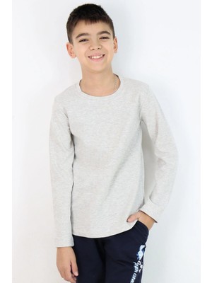 Breeze Erkek Çocuk Uzun Kollu Tişört Basic 9-14 Yaş, Bej Melanj