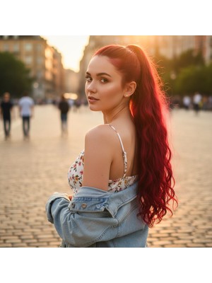 Indispensablely Bağlamalı Dalgalı At Kuyruğu / Kızıl