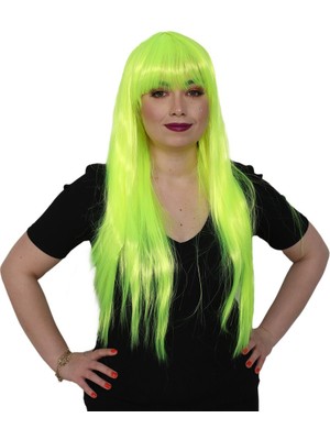 Indispensablely Uzun Kahküllü Fiber Sen Peruk / Neon Sarı