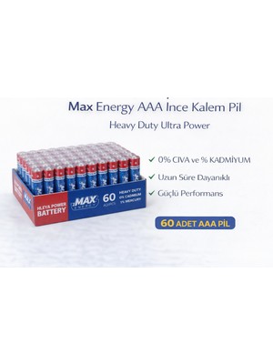 Bezos Max Energy Aaa Ince Kalem Pil 1.5V R03 Heavy Duty Ultra Power 4 Lü 15 Paket