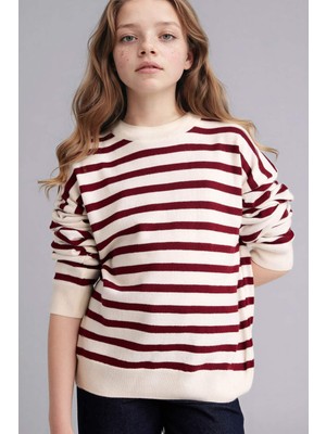 DeFacto Standart Fit Bisiklet Yaka Triko Kazak Kız Çocuk C6903A825AU