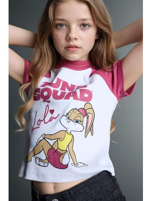 DeFacto Looney Tunes Cropped Fit Ribana Tişört Kız Çocuk G8309A826SP