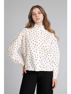 DeFacto %100 Pamuk Puantiyeli Poplin Tunik H0675AX26SP