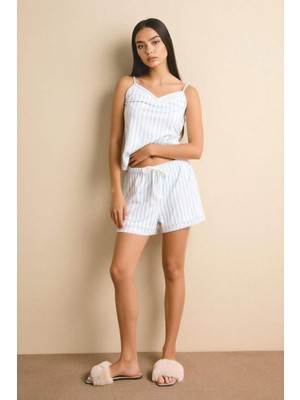 DeFacto Regular Fit Çizgili Şort Pijama Altı F6991AX26SP