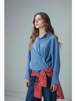 DeFacto Regular Fit Kareli Poplin Uzun Kollu Tunik G9648AX26SP