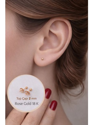 Sacce Scarves & Accessories Nokta Top Küpe Rose Gold 2 mm
