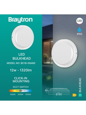 Braytron Modern Mimari Için Su Geçirmez Ovaltasarım: 12W 3 Renkli LED Aplik