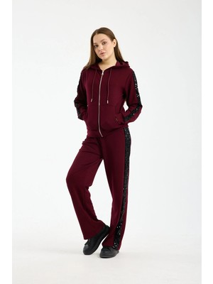 Winmoda Kadın Modal Kumaş Yan Payetli Eşofman Takımı – Günlük Şık ve Rahat Spor Takım