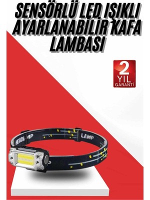 Sensörlü Kamp Lambası Ayarlanabilir Kafa Lambası Kafa Bantlı - Lisinya