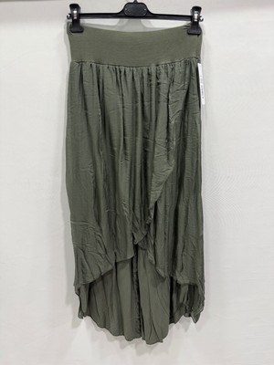 Luisido Kadın Haki Italyan Zarf Kapaklı Astarlı Bol Paça Salaş Ipek Pantolon