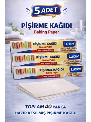 Bezos Luxev Pişirme Kağıdı Hazır Kesilmiş 8 Parça Yağlı Kağıt Fırın Kağıdı Baking Paper 5 Adet