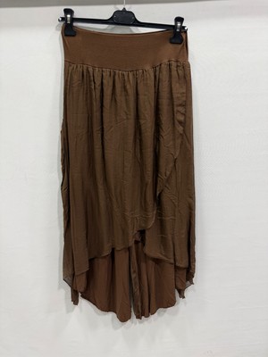 Luisido Kadın Kakao Italyan Zarf Kapaklı Astarlı Bol Paça Salaş Ipek Pantolon