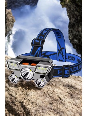Ultra Güçlü LED Işık Şarjlı Kafa Lambası Balıkçı Lambası Kafa Feneri - Lisinya