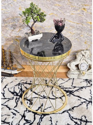 Sevinç Mobilya Gold Kaplama Tekli Sehpa Ahşap Zigon Sehpa Sunta Sehpa Tek Sehpa