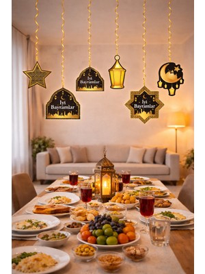 Pairla "İyi Bayramlar kaligrafisi", "Gold Sarkıtlar" Ramazan Hediyem,  Hoşgeldin Ramazan Süslemeleri