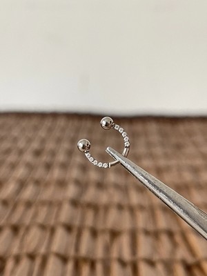 Aida Jewelss Gerçek Titanium G23 Zirkon Taşlı Çift Top 3mm x 8mm x 1.2mm Titanyum Halka Piercing