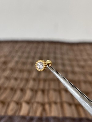Aida Jewelss Gerçek Titanium G23 TT077 Zirkon Altın Titanyum 6x1.2mm Labret Piercing
