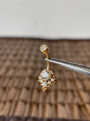 Aida Jewelss Gerçek Titanium G23 Cry 000 Taş Altın Titanyum Göbek Piercing