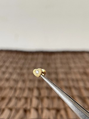 Aida Jewelss Gerçek Titanium G23 Kalp Zirkon Altın Titanyum 6x1.2mm Labret Piercing
