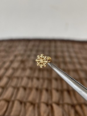 Aida Jewelss Gerçek Titanium G23  Kar Tanesi Zirkon Altın Titanyum 6x1.2mm Labret Piercing
