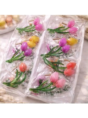 Banum Luxury Ilk Bahar Temali Lale Çiçekli Toka