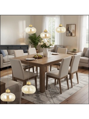 Lampaluce Grasso Modern Sıralı Sarkıt Avize 3'lü Sarı