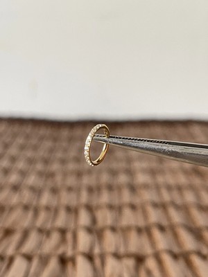 Aida Jewelss Gerçek Titanium G23 Titanyum Altın Zirkon Su Taşı 8mm x 1.2mm Kilitli Halka Piercing