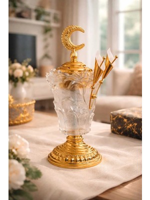 Banum Luxury Lux Elektirikli Altin Renkli Cam Tütsülük