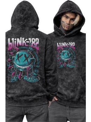 Fuddy Moda Unisex Oversize BLINK-182 20 Years Sırt Baskılı Kapüşonlu Yıkamalı Rock Band Sweatshirt