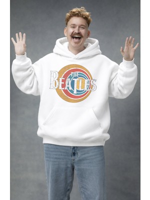 Fuddy Moda Unisex The Beatles Baskılı Kapüşonlu Sweatshirt, Oversize Rock Band Temalı Hoodie