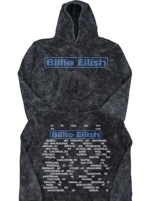 Fuddy Moda Unisex Oversize Billie Eilish Tour Sırt Baskılı Kapüşonlu Yıkamalı Sweatshirt