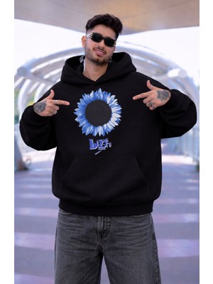 Fuddy Moda Unisex Bush Sunflower Baskılı Kapüşonlu Sweatshirt, Oversize Rock Band Temalı Hoodie
