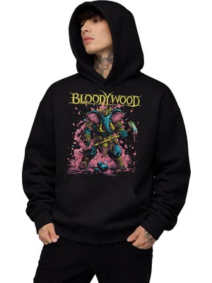 Fuddy Moda Unisex Bloodywood Baskılı Kapüşonlu Sweatshirt, Oversize Rock Band Temalı Hoodie
