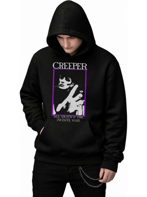 Fuddy Moda Unisex Creeper Baskılı Kapüşonlu Sweatshirt, Oversize Rock Band Temalı Hoodie