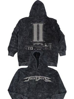 Fuddy Moda Unisex Jackboys Sırt Baskılı Kapüşonlu Yıkamalı Sweatshirt, Oversize Travis Scott Retro Hoodie