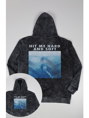 Fuddy Moda Unisex Oversize Hit Me Hard And Soft Sırt Baskılı Kapüşonlu Yıkamalı Billie Eilish Sweatshirt