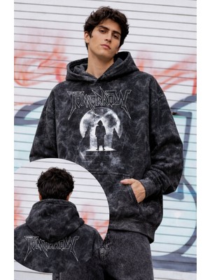 Fuddy Moda Unisex Tomorrow The Weeknd Ense Baskılı Kapüşonlu Yıkamalı Sweatshirt, Oversize Rap Temalı Hoodie