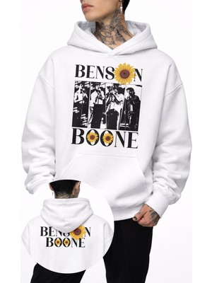 Fuddy Moda Unisex Benson Boone Baskılı Kapüşonlu Sweatshirt, Oversize Müzik Temalı Hoodie