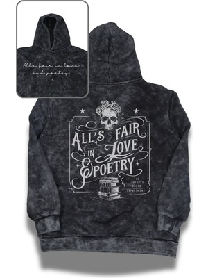 Fuddy Moda Unisex Oversize Taylor Swift All's Fair In Love Poetry Sırt Baskılı Kapüşonlu Yıkamalı Retro Hoodie